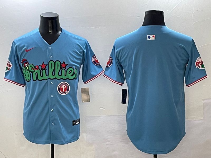 Men Philadelphia Phillies Blank Light Blue three generations Joint Name 2025 Nike MLB Jersey style 3